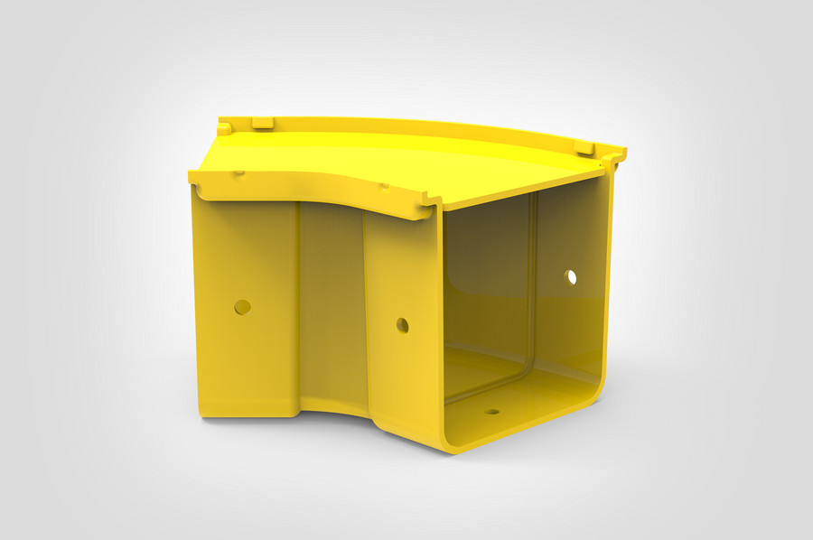 Horizontaler Bogen 45° mit Abdeckung.