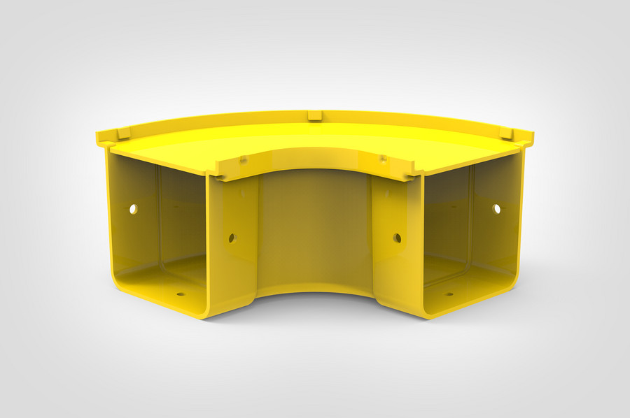 Horizontaler Bogen 90° mit Abdeckung.
