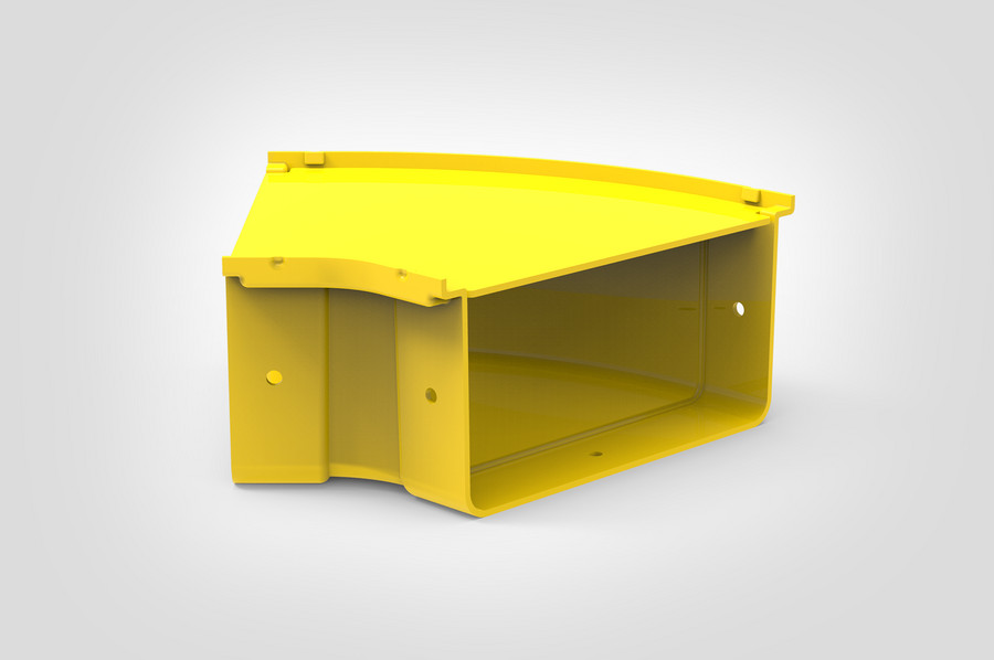 Horizontaler Bogen 45° mit Abdeckung.